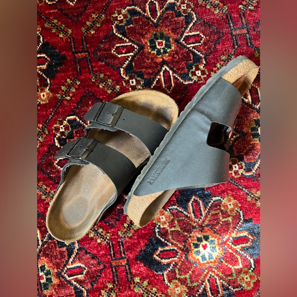 Gently worn black Birkenstocks